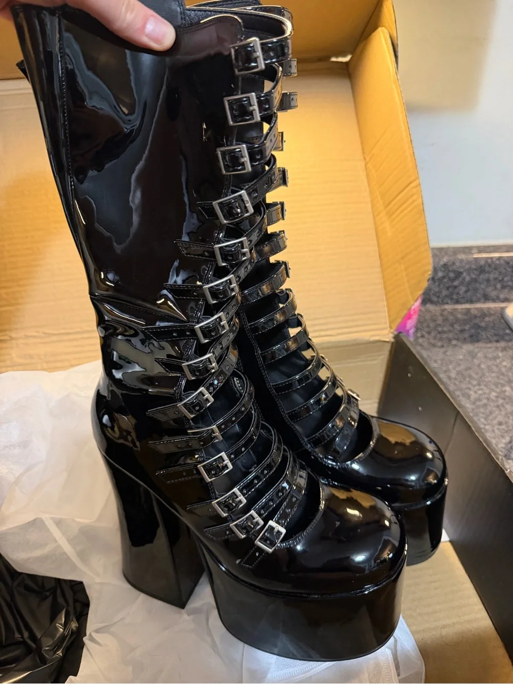 Hardcore Dazzle Platform Boots - Widow
